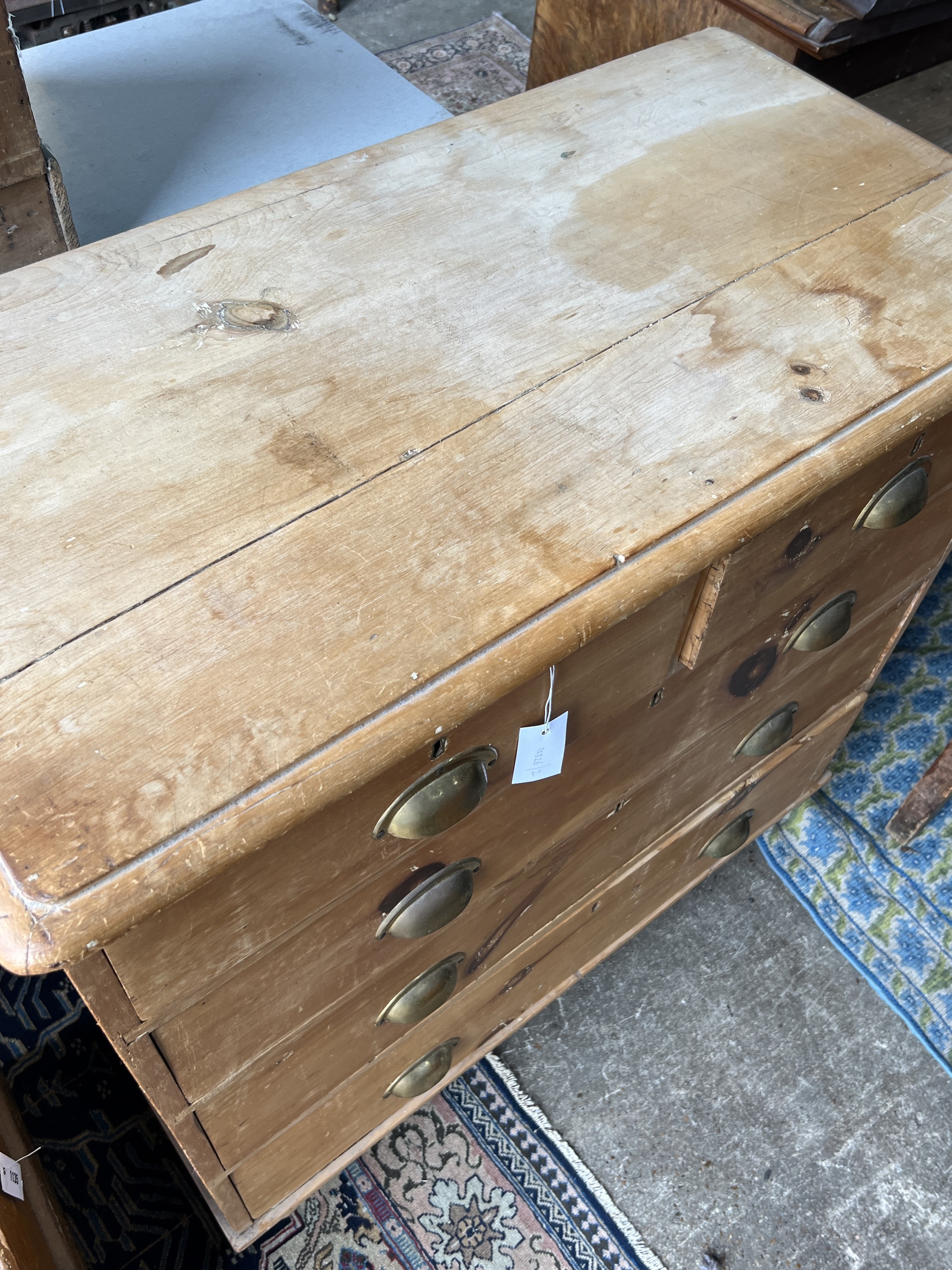 A Victorian pine chest, width 93cm, depth 46cm, height 95cm